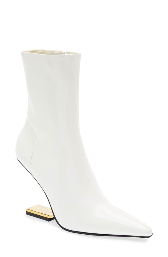 Jeffrey Campbell Compass Pointed Toe Bootie In White Crinkle Pat Gold