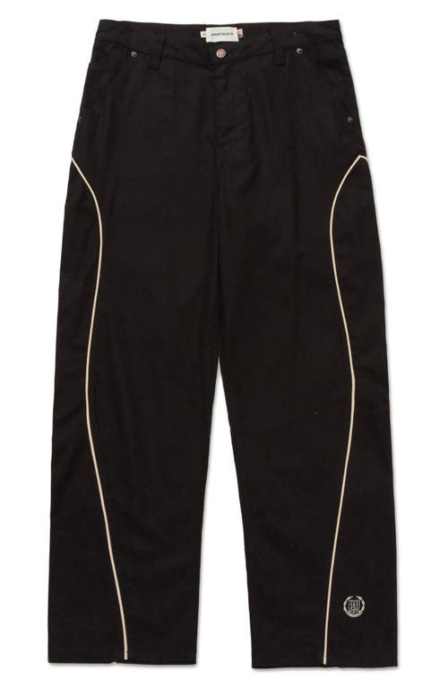 Piped Canvas Pants in Black