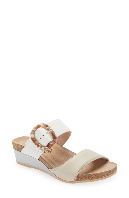 Naot Kingdom Wedge Slide Sandal In Soft Ivory/soft White Leather