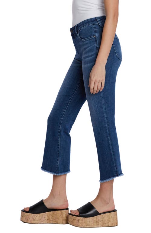 Hint Of Blu Crop Raw Hem Flare Jeans In Mist Blue