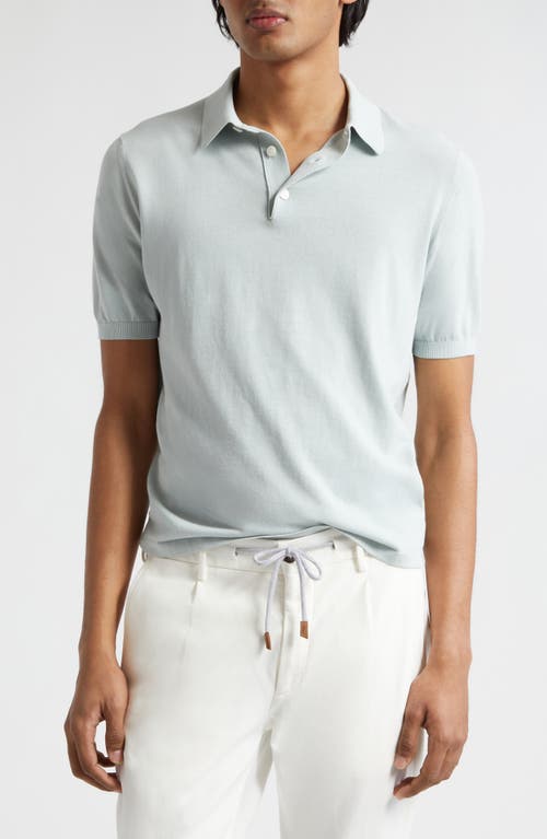 Eleventy Short Sleeve Cotton Polo Sweater Green at Nordstrom,