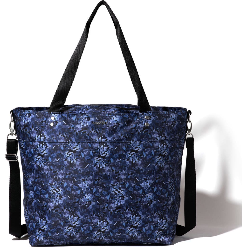 Baggallini Large Carryall Crossbody Tote Bag In Indigo Petal