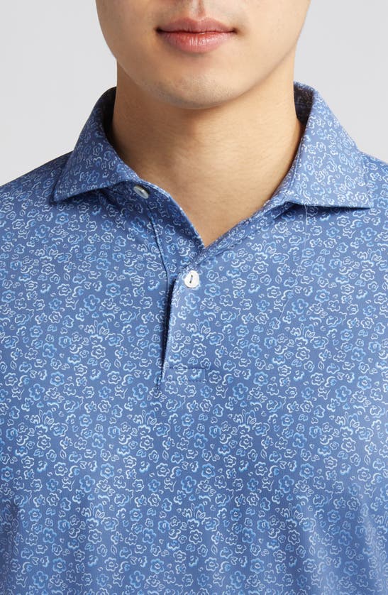 Shop Peter Millar Fields Of Carlsbad Floral Performance Golf Polo In Blue Pearl