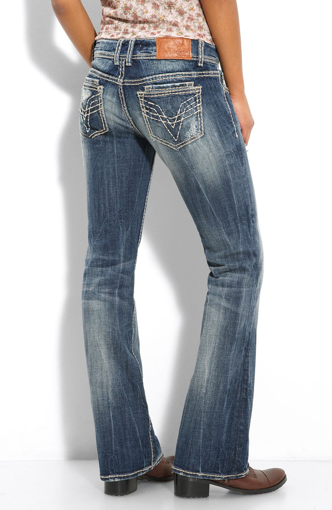 Vigoss Bootcut Stretch Jeans (Medium Destructed Wash) (Juniors) Nordstrom
