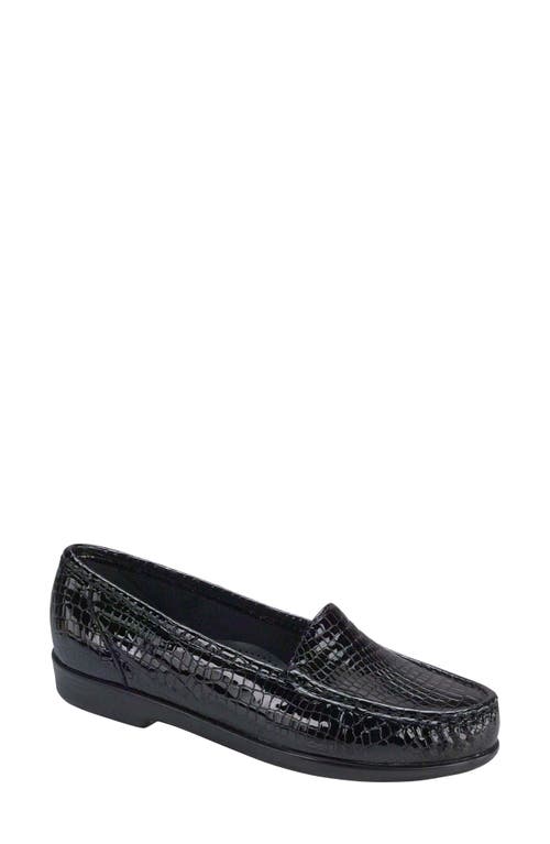 Simplify Nubuck Leather Loafer in Black Croc