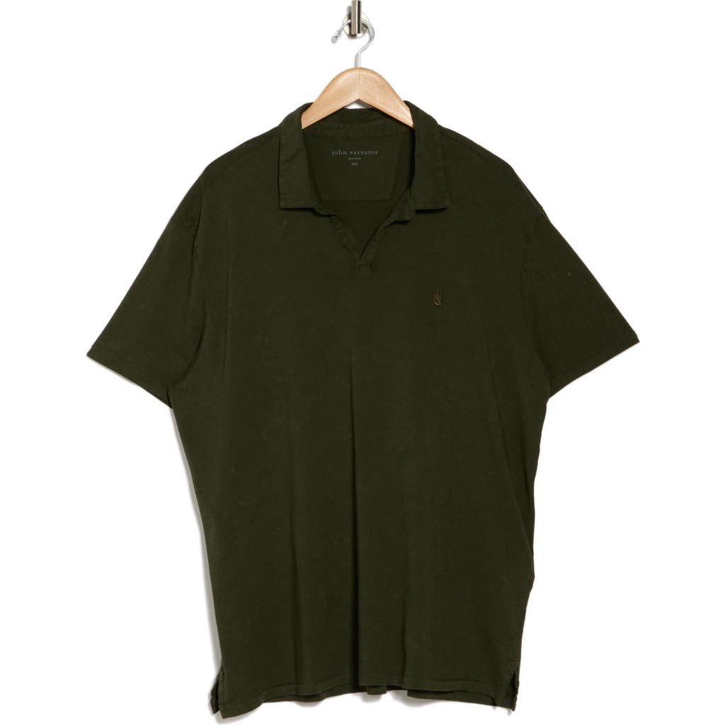 John Varvatos Marble Wash Cotton Polo In Moss