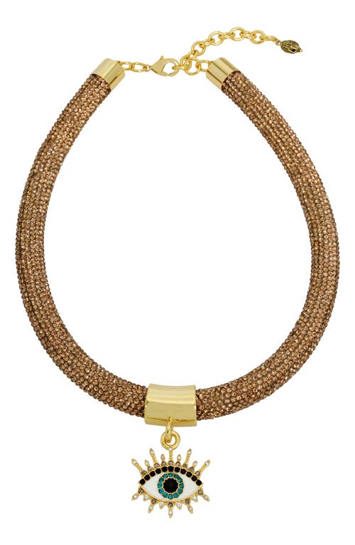 Kurt Geiger London Crystal Eye Pendant Rope Collar Necklace in Gold at Nordstrom