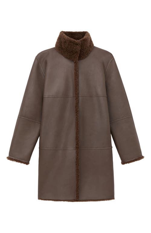 Shop Lafayette 148 New York Reversible Genuine Shearling Coat In Wood