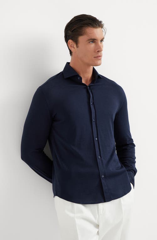 Shop Brunello Cucinelli Lightweight Jersey Shirt In Blue