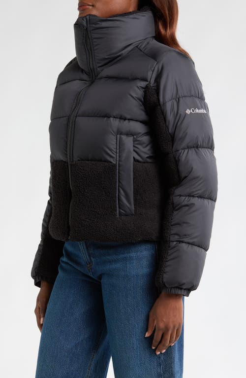 Columbia Leadbetter Point Sherpa Hybrid Puffer Jacket In Black