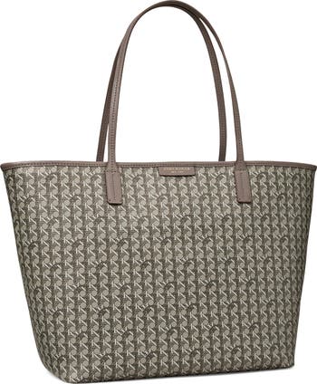 Tory Burch Ever-Ready Coated Canvas Large Zip Tote Bag Zinc