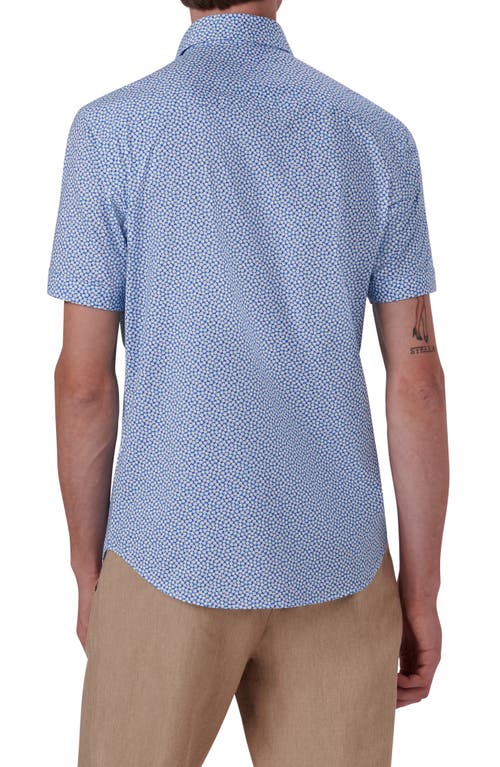 Bugatchi Miles Ooohcotton® Abstract Print Short Sleeve Button-up Shirt In Aqua