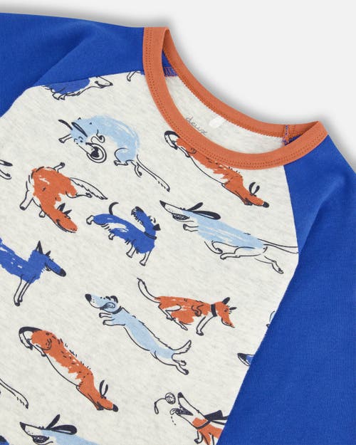 Shop Deux Par Deux Little Boy's Organic Cotton Two Piece Pajama Set Blue And Orange Stripe In Printed Stripe