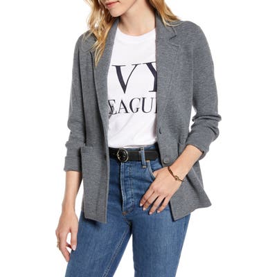 1901 Stretch Wool Blend Sweater Blazer, Grey