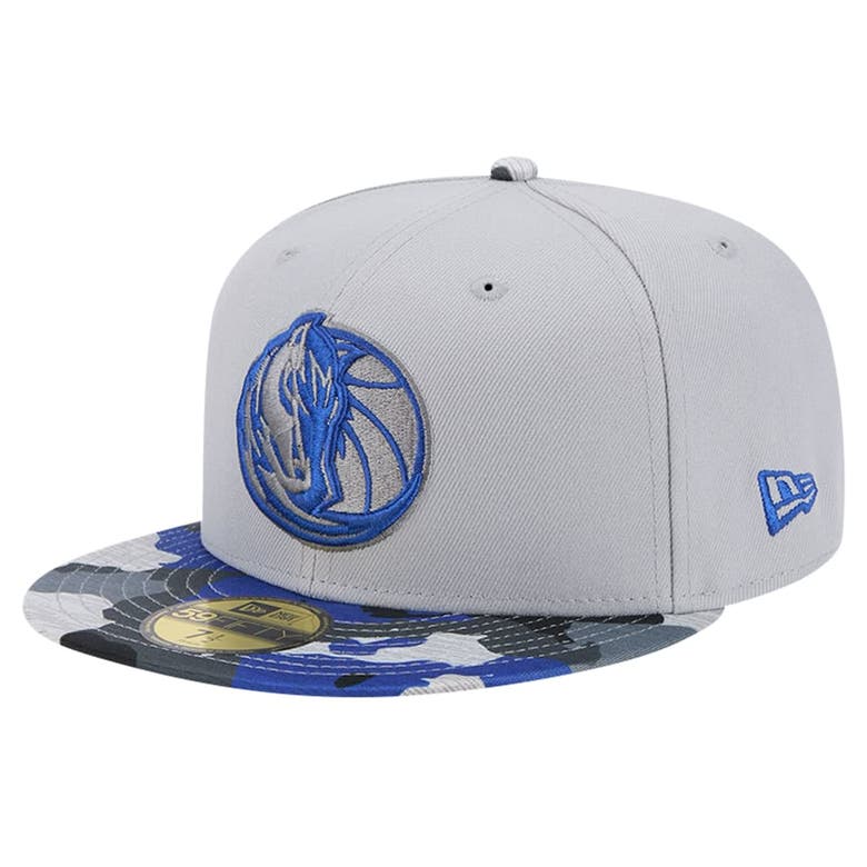 Shop New Era Gray Dallas Mavericks Active Color Camo Visor 59fifty Fitted Hat