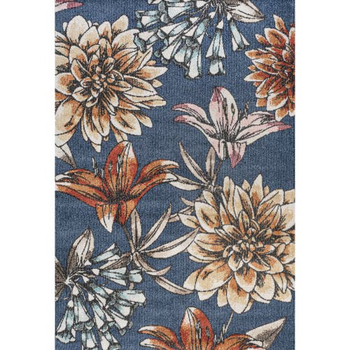 Jonathan Y Giglio Modern Botanical Flower Area Rug In Blue/orange/cream