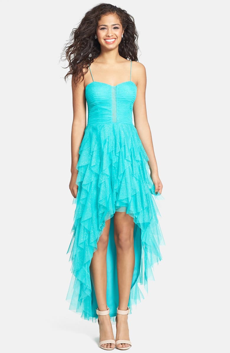 Hailey Logan Glitter Ruffle High/Low Dress (Juniors) (Online Only ...