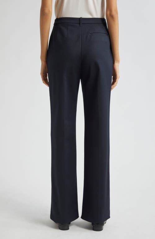 Emporio Armani Cotton Couture Flare Pants In Solid Blue Navy