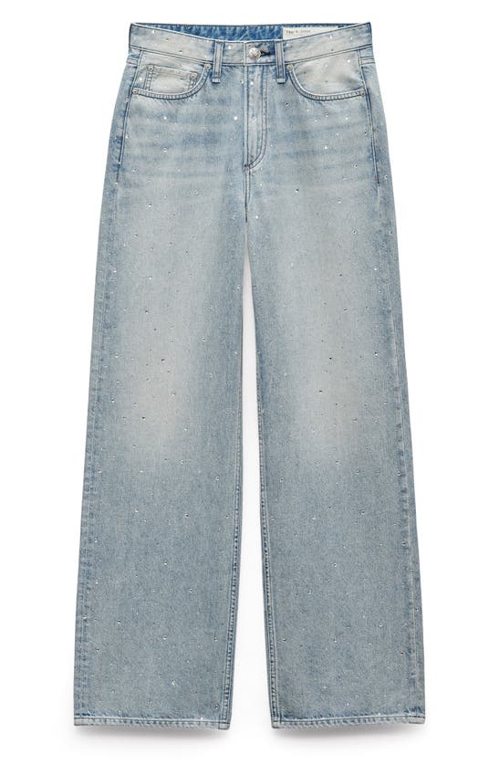 Shop Rag & Bone Logan Crystal Embellished Wide Leg Jeans In Mistywjewe