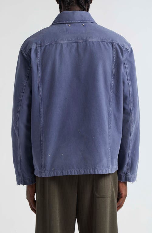 Shop Golden Goose Journey Splatter Cotton Twill Chore Jacket In Blue