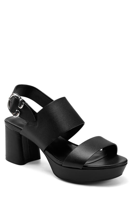 Aerosoles Caryn Platform Slingback Sandal In Black Leather/ Black