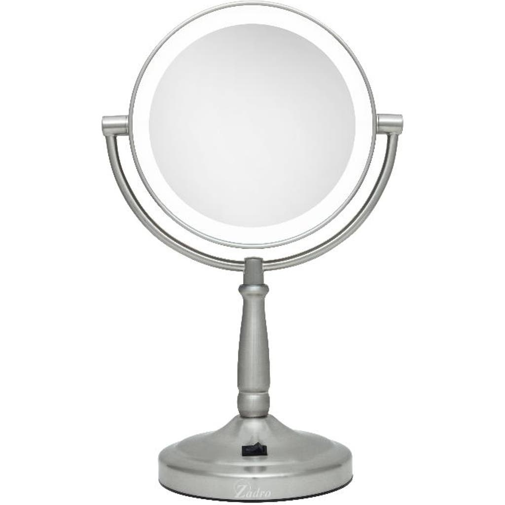 Zadro Lighted Makeup Mirror With 5x/1x Magnifications & Cordless In Satin Nickel