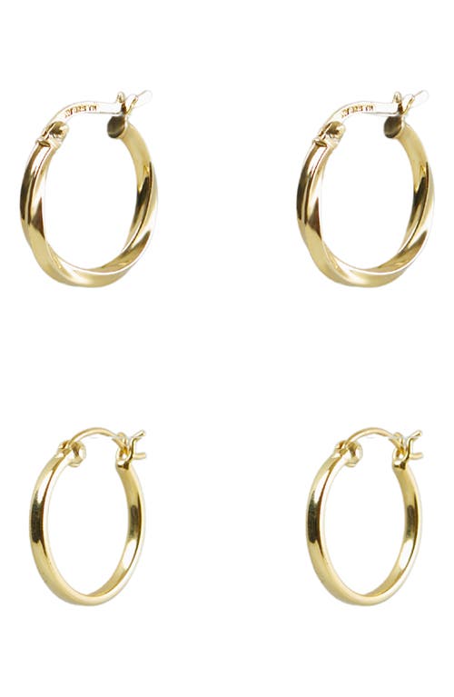 Argento Vivo Sterling Silver Set Of 2 Hoop Earrings In Gold