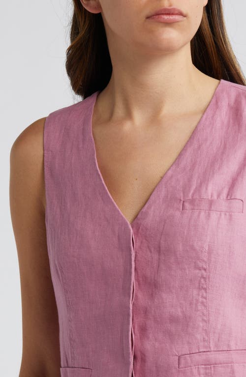 Shop Madewell Single Breasted Linen Vest In Shaded Pink