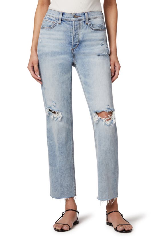 Joe's The Scout Ripped High Waist Raw Hem Ankle Straight Leg Jeans In