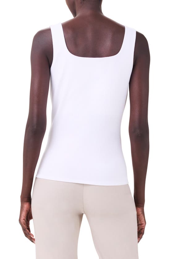 Shop Nic + Zoe Nic+zoe Notched Jersey Tank In Paper White