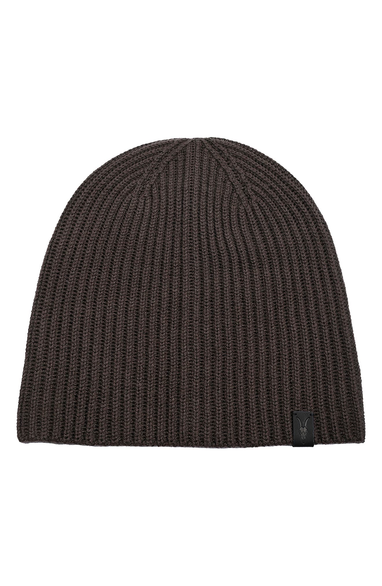 Allsaints Merino Wool Ribbed Beanie In 