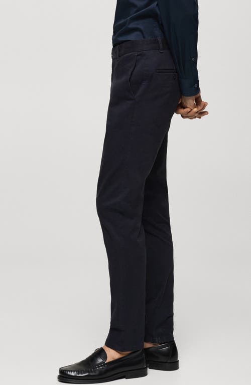 Shop Mango Serge Slim Fit Chino Pants In Dark Navy