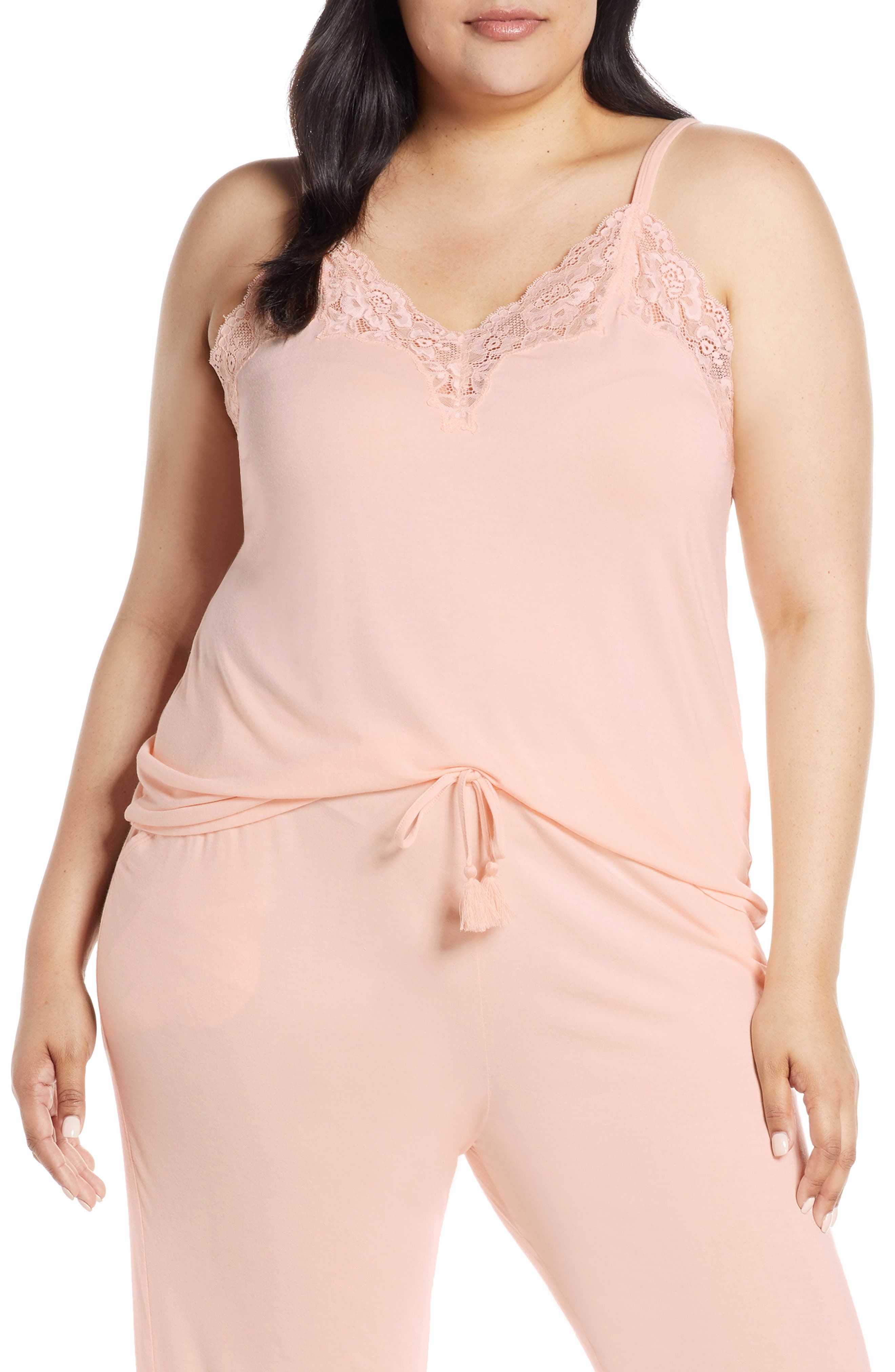 Plus Size Nordstrom Lingerie Moonlight Pajama Tank, Pink
