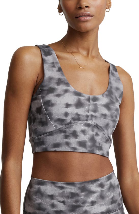 Click to view more detailed imagery on our partner's website Varley Let's Go Elsie Grey Printed Bra Top In Concrete Leaf