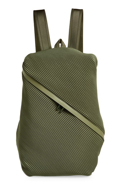 Bias Pleated Backpack in Steel Green