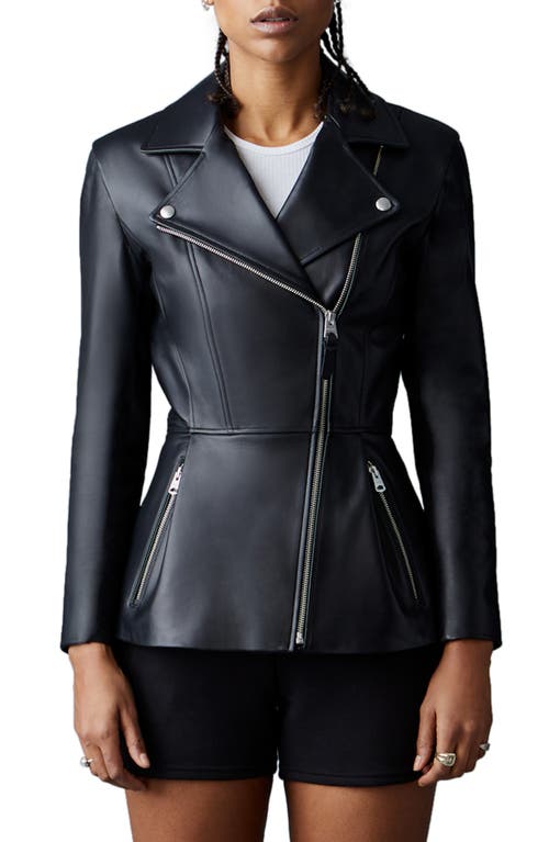 Mackage Day Peplum Leather Jacket Black at Nordstrom,