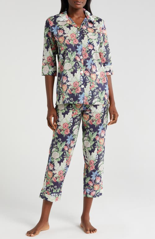 Papinelle Clara Crop Cotton Voile Pajamas Navy at Nordstrom,