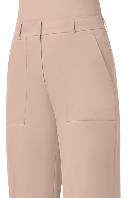 Shop Akris Melin Wide Leg Cotton Poplin Pants In Chai