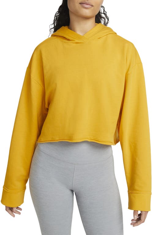 Nike Yoga Luxe Fleece Crop Hoodie in Yellow Ochre/Particle Grey