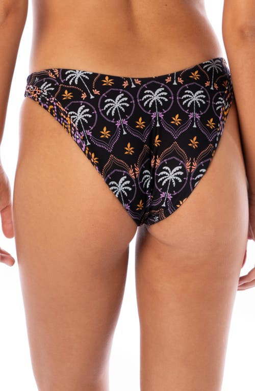 Shop Maaji Midnight Palm Splendors Reversible Bikini Bottoms In Black/pink Multi