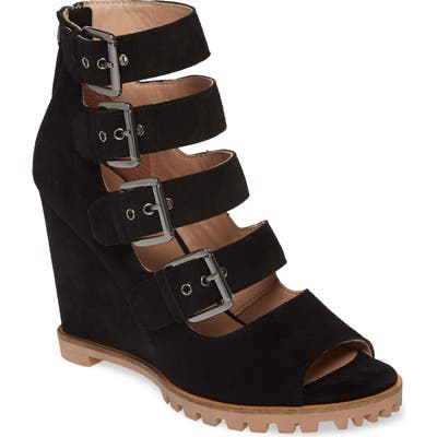 Linea Paolo Wisteria Buckle Wedge Sandal- Black