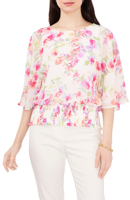 Chaus Smocked Dolman Top In Pink