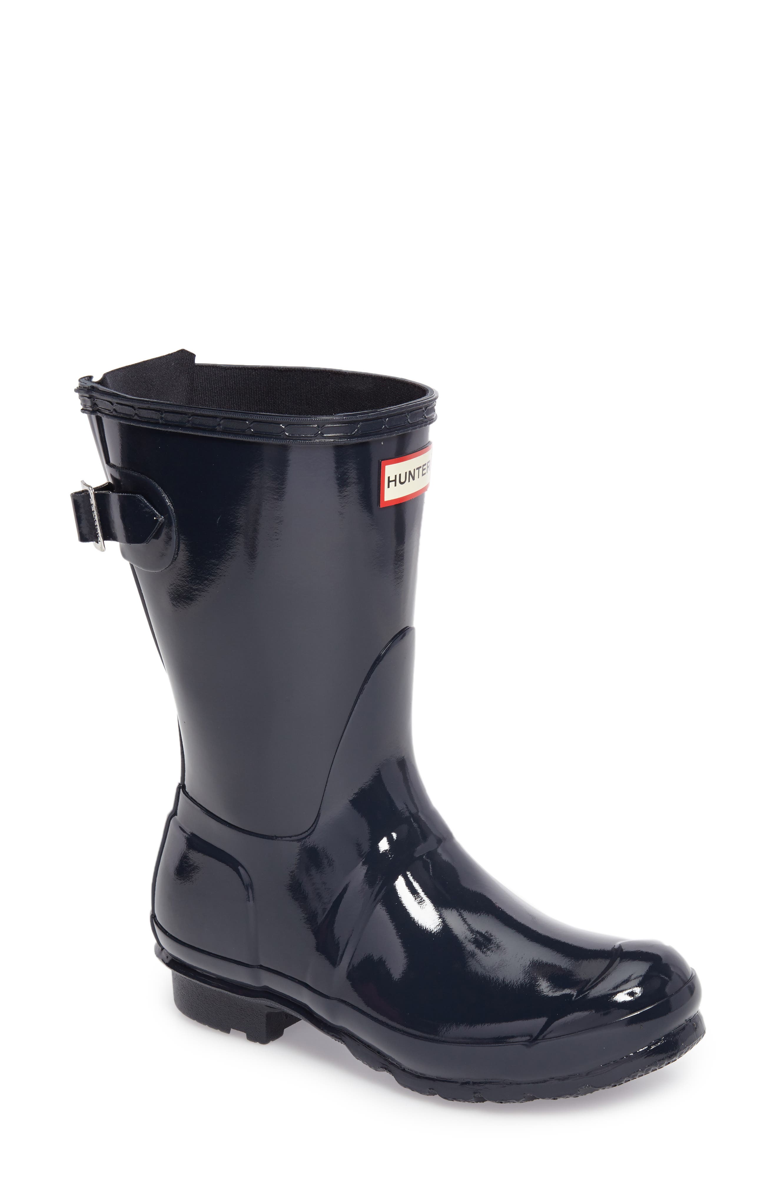 HUNTER,
                            Original Short Adjustable Back Gloss Waterproof Rain Boot,
                            Main thumbnail 30, color,
                            410