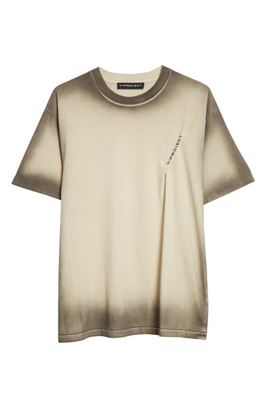Shop Y/project Pinched Logo Cotton T-shirt In Evergreen Optic White