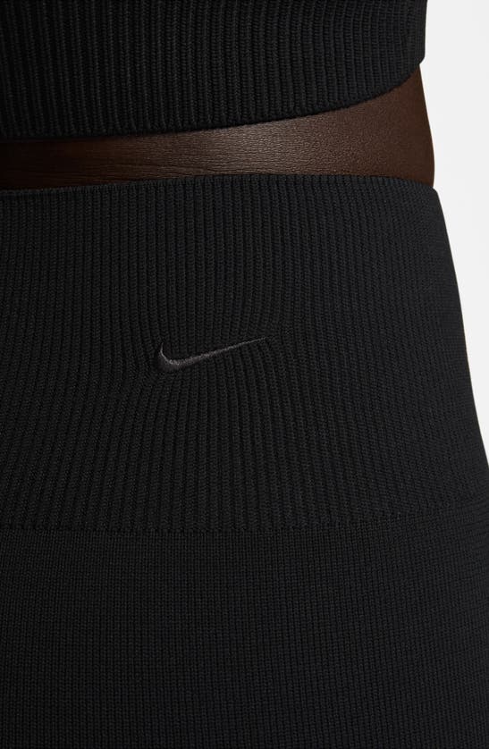 Shop Nike Chill High Waist Knit Flare Leggings In Black/ Black