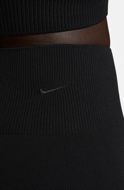 Shop Nike Chill High Waist Knit Flare Leggings In Black/black