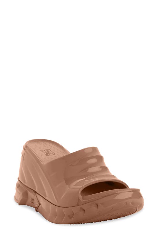 Shop Givenchy Marshmallow Wedge Slide Sandal In Clay