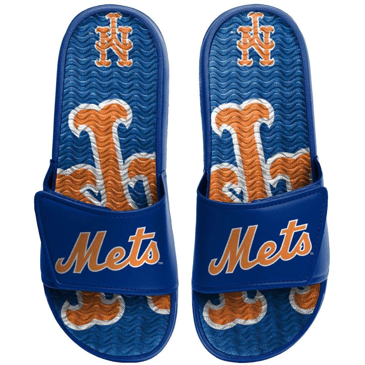 FOCO New York Mets Mens Stripe Slide Slippers