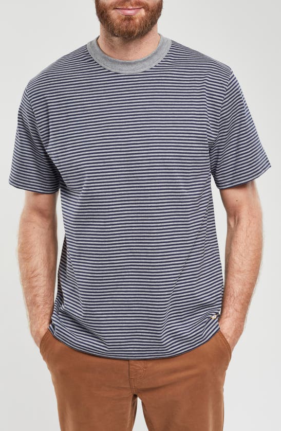 Shop Armor-lux Heritage Stripe T-shirt In Misty Grey/ Marine Deep
