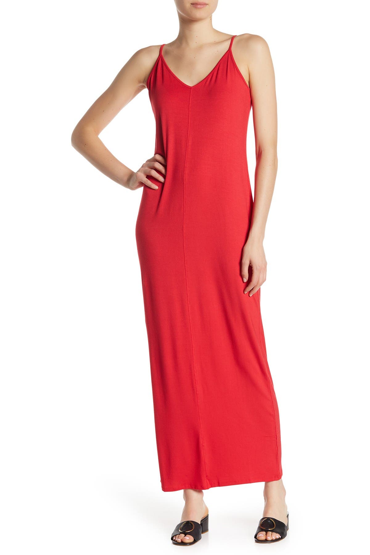 Abound Knit V-neck Maxi Dress In Medium Red